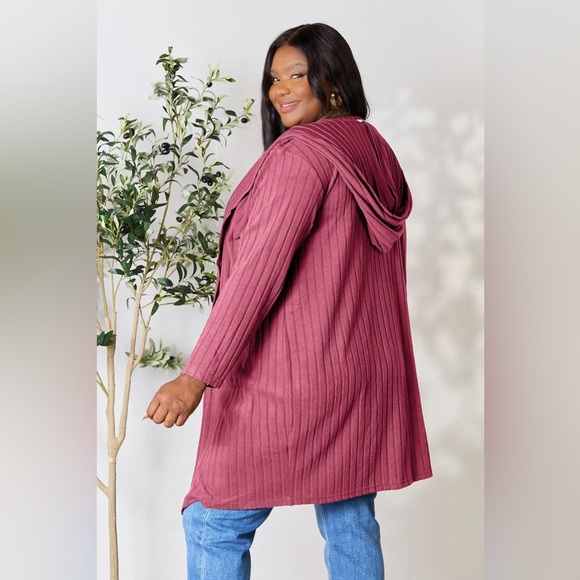 Basic Bae Full Size Ribbed Open Front Long Sleeve Cardigan - Picture 14 of 15
